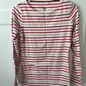 Boden Red and Pink Striped Long Sleeve Tee